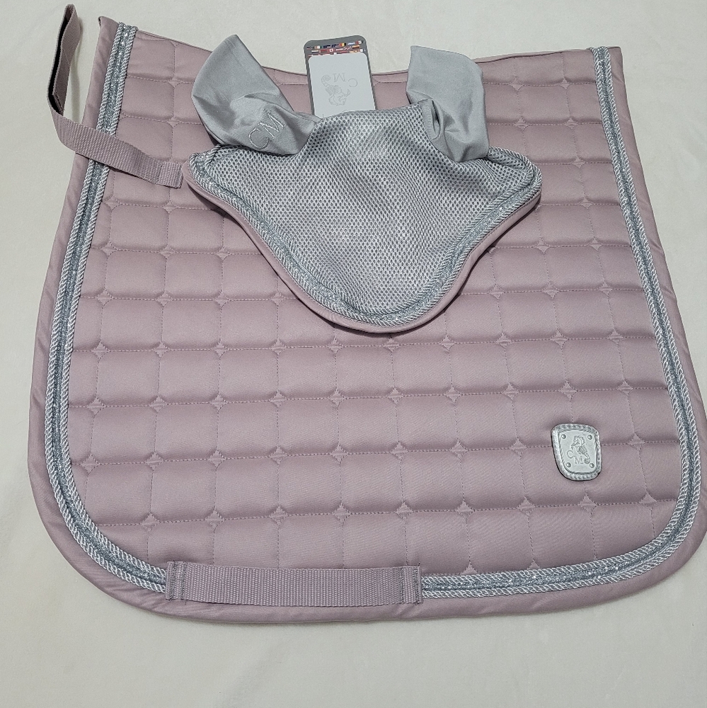 CM mauve bling pony dressage pad & Bonnet